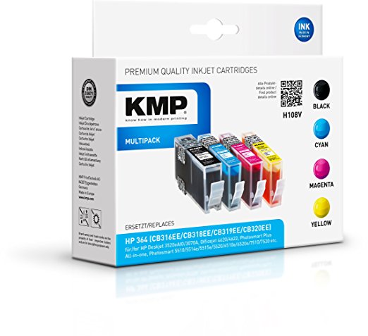 KMP H108V Multipack BK/C/M/Y kompatibel mit Hewlett Packard No. 364 Tintenpatrone