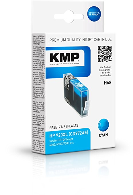 KMP H68 cyan komp. m. Hewlett Packard CD 972 AE Nr. 920 XL Tintenpatrone